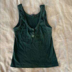 Brandy Melville Green Fitted Buttoned Tank Top